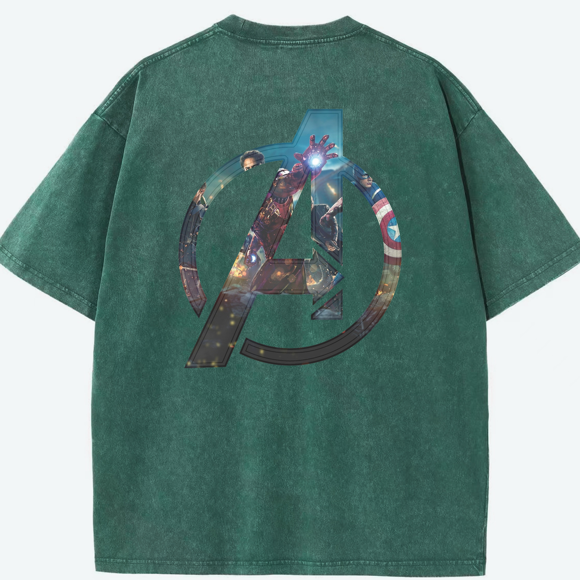 （画像用） アベンジャーズ The Avengers 綿100% ヴィンテージ風 半袖Tシャツ（背面プリント）
